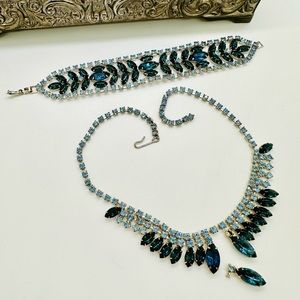 Vintage Blue Rhinestone Bracelet Set